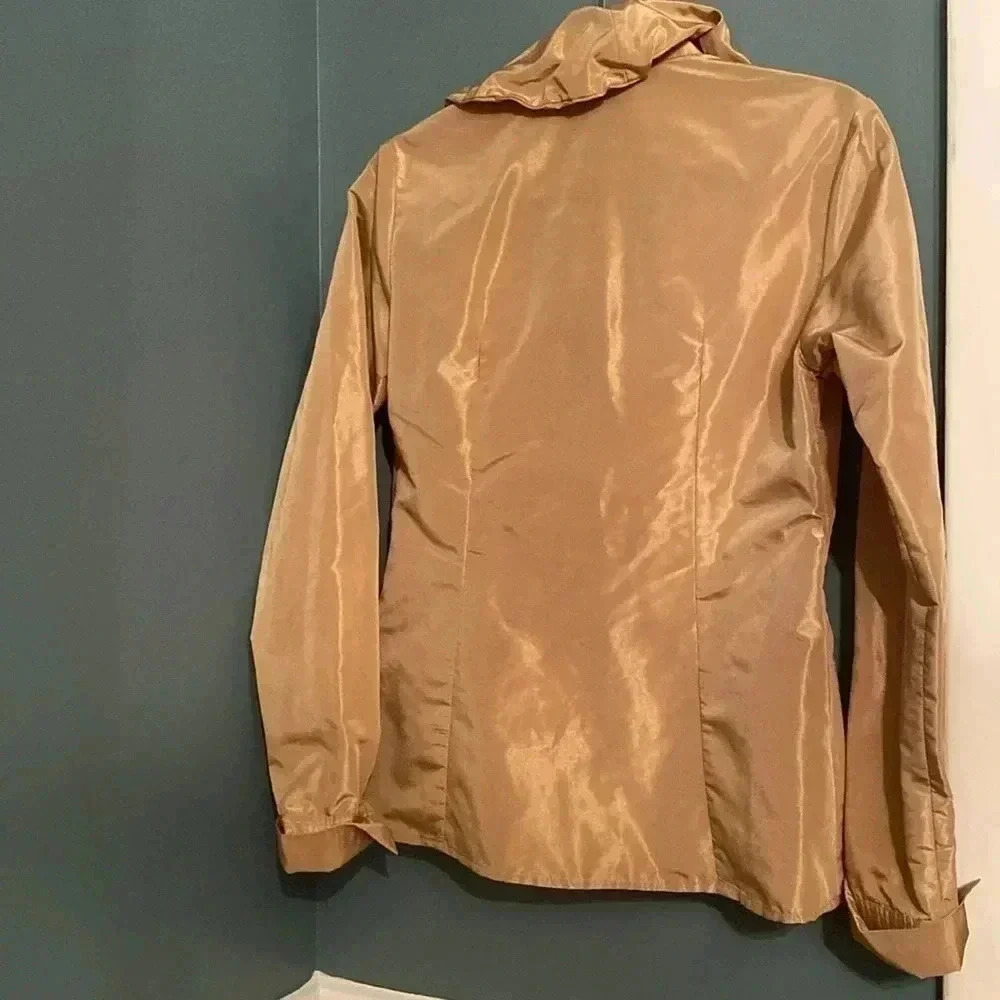 Silvia Tcherassi gold 100% silk ruffle collar long sleeve jacket - size 8 - Picture 6 of 8